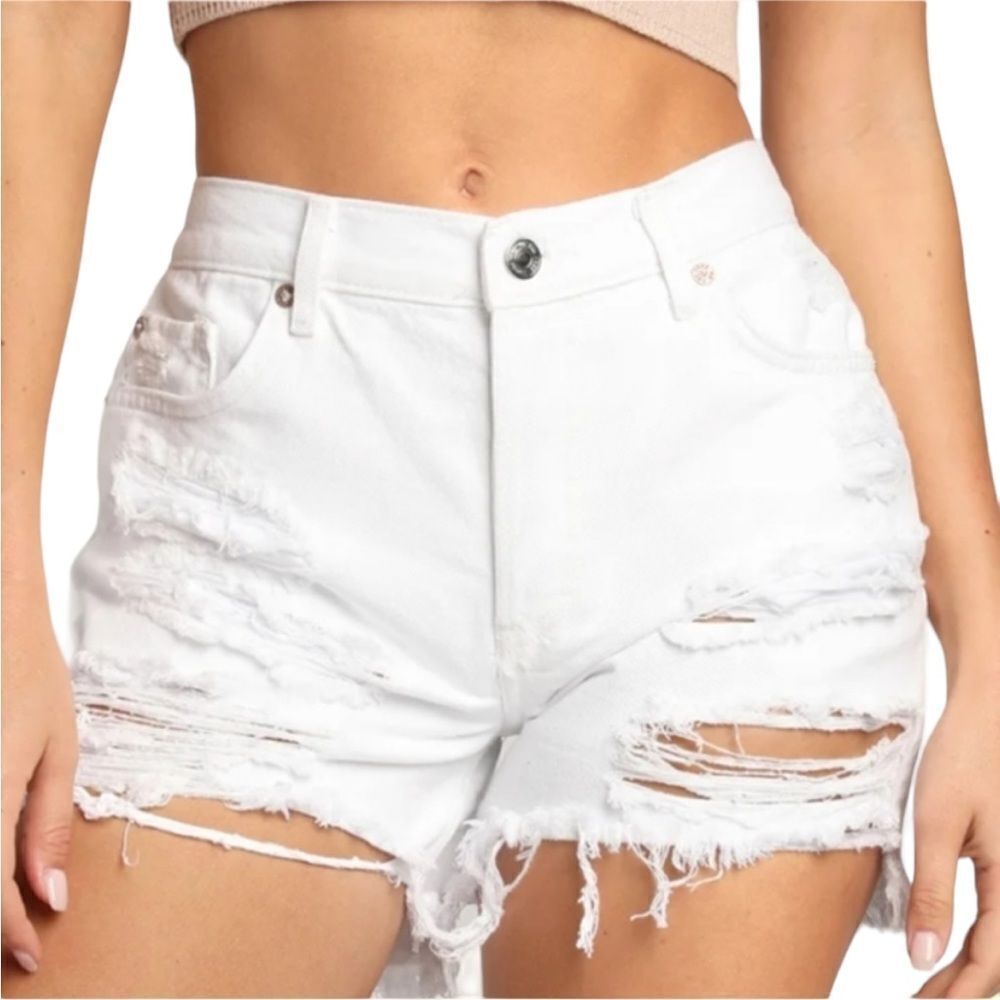 Free People Makai‎ Cut Off Jean Shorts Optic White New with Tag! 27